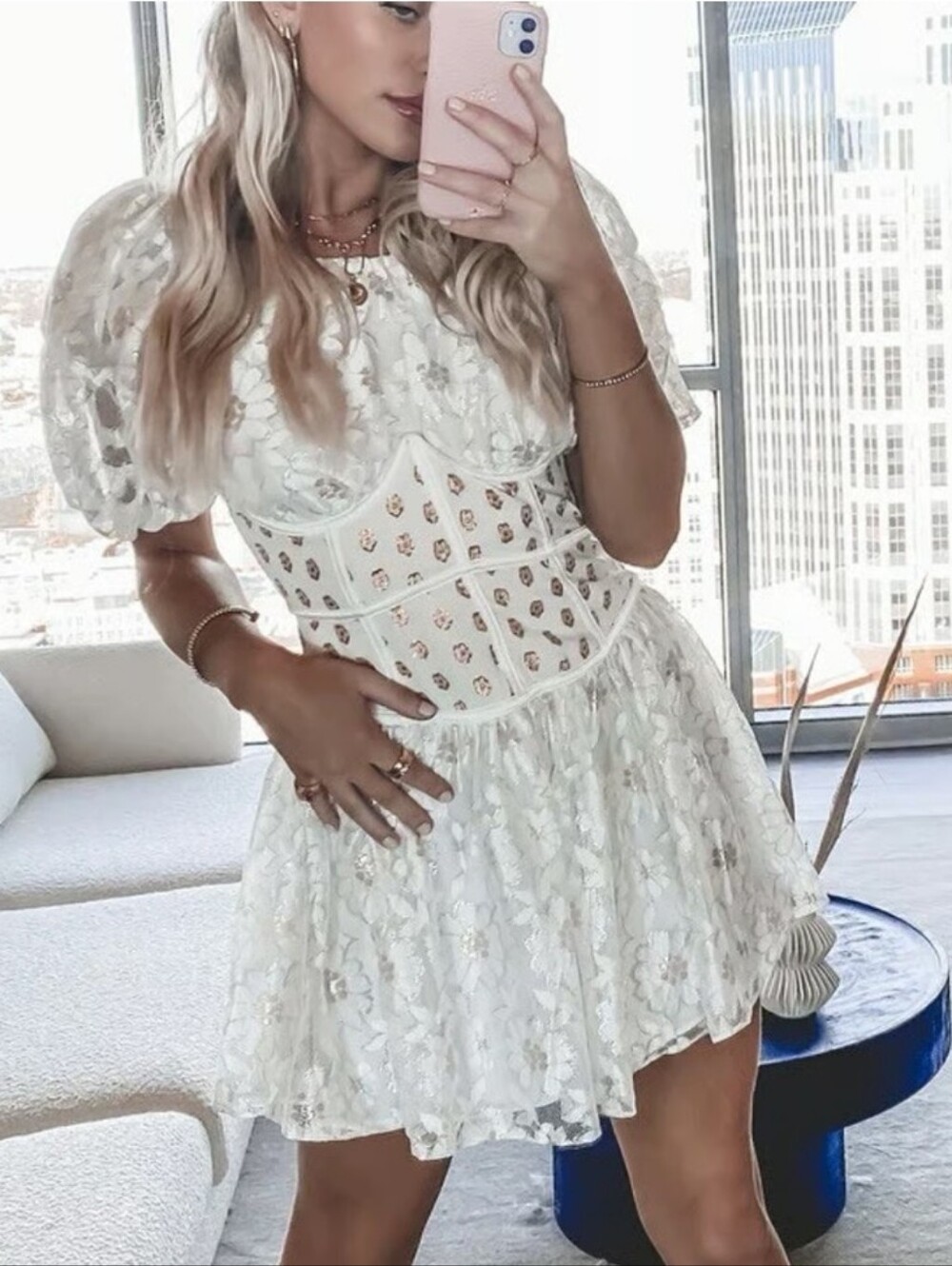 EUC For Love & Lemons Lupita Corset Mini Dress Small, Animal, Gold, Boho, Fairy